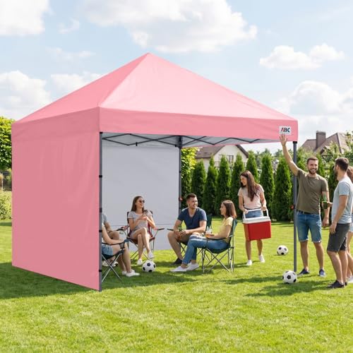 ABCCANOPY Easy Pop up Canopy Tent with 2 Sidewalls for Outdoor Sun Blocking or Rain Protection,10x10, Pink - color: Pink, size: 10x10