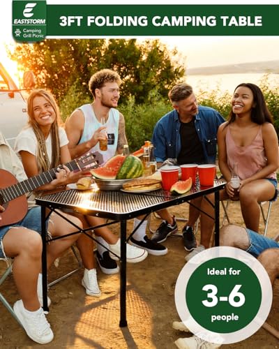 3 ft Folding Table with Adjustable Height, Camping Table with Carry Handle, Metal Mesh Table ,Portable Grill Table for Camping, Tailgating, BBQ, Picnic & Indoor, Fits 3–6 People, Supports 66 lb, Black - color: Black, size: Medium 3Ft - 35.4"L x 23.6"W x 1