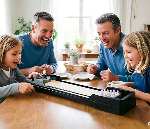 Desktop Bowling Game for Adults & Kids, 25.5" Tabletop Bowling Alley with Auto Ball Return, 10-Pin Mini Bowling Set, Portable Table Top Sports Toy for Home, Office & Party