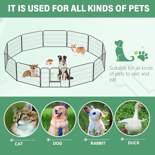 FDW Dog Playpen Dog Pen Dog Kennel 12 Panels 24 Inch Height Indoor Outdoor Folding Metal Portable Puppy Exercise Pen Heavy Duty Dog Fence for Yard Camping,Black - style: 12 Panels
