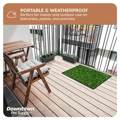 Downtown Pet Supply Dog Grass Pad with Tray, 20 x 30 - Outdoor and Indoor Potty System for Dogs with Replaceable Synthetic Grass Pee Turf - Portable and Waterproof Turf Dog Potty - size: 20" x 30"