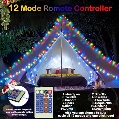 Decute 500LED 164FT Fairy String Lights Christmas Lights Green Copper Wire with Remote, Firefly Starry Light for DIY Christmas Tree Costume Wedding Party Table Centerpiece Decor Multicolor - color: Muticolor, size: 500LED