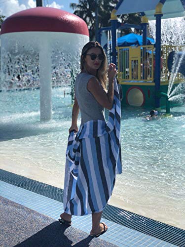 Turkish Beach Towel Extra-Thick & Oversized w/Pocket 100% OekoTex Cotton Blanket (38x75) ShoreSecrets-Warm! Collection | Made in Turkiye - color: Aqua Warm