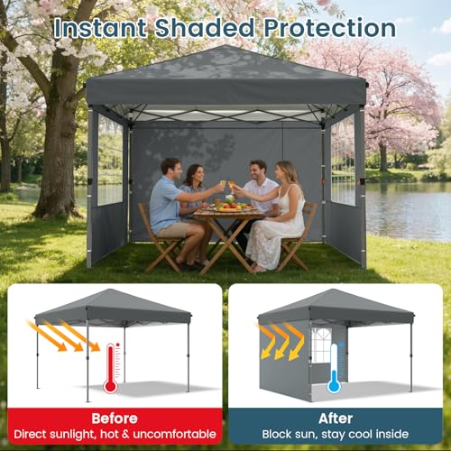 Raynesys Sidewall for 10x10 Canopy Tent, Waterproof Silver-Coated Fabric, UPF 50+ UV Protection, 3 Pack Canopy Wall 114''x72'', No Frame or Top Cover, Gray - color: Gray
