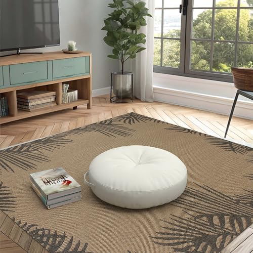 Covers & All Sunbrella Round Seat Cushion with Handle, Plush Outdoor Pillows and Chair Cushions for Home or Patio (26 x 5 Inch, Canvas Natural) - color: Canvas Natural, size: 26 x 5, style: Handle