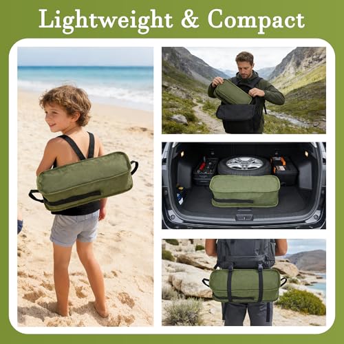 Ultralight Camping Chair,Compact Folding Chair with Anti-Sinking Large Feet and Storage Bag,Lightweight Backpack Chair for Naturehike,Travel,Beach,Hiking - color: Army Green