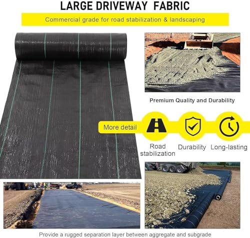 forimo Driveway Fabric, 13x65 ft Road Fabric Commercial Barrier Fabric, Landscape Fabric Heavy Duty 5OZ French Drain Fabric for Erosion Control,Landscape Fabric,Construction Projects - size: 13×65 ft-5OZ
