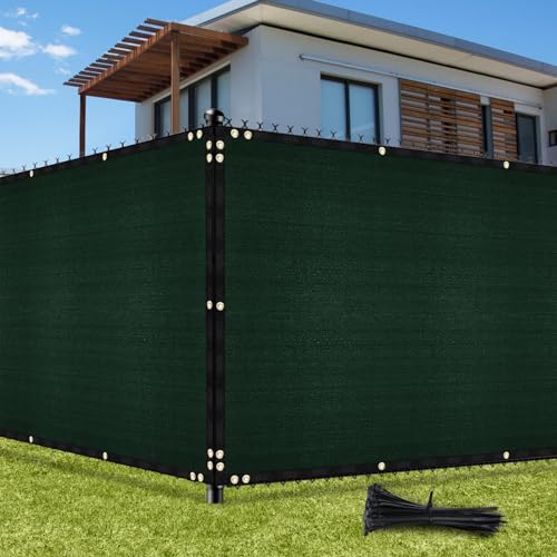 UIRWAY Fence Privacy Screen 4ft x 50ft Green, Heavy Duty 170GSM 90% Visibility Blockage, UV Resistant Outdoor HDPE Fence Covering Windscreen for Chain Link Fence Backyard Garden Patio with Cable Ties - color: Green, size: 4' x 50'
