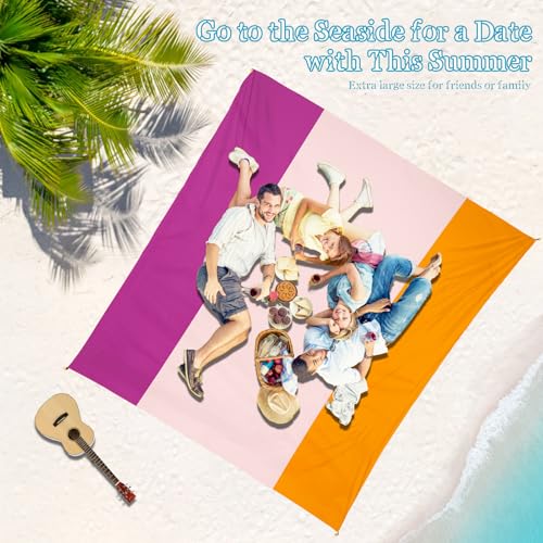 Beach Blanket Waterproof Sandproof 1-7 Adult Oversized 78 '' × 81 '' Lightweight Durable Compact Sand Free Extra Large Beach Mat for Travel Camping Hiking Picnic Blanket - color: 3pink, size: 78“x81”