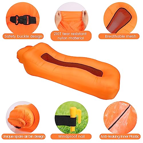 Inflatable Lounger, Ultralight Portable Ergonomic Beach Bed Air Sofa Couch Waterproof Anti-Air Leaking for Indoor Outdoor Hiking Camping Traveling, No Pump Required (Color D) - color: Color D