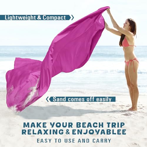 Beach Blanket 78''×110'' Suits 1-7 Adults Waterproof Sandproof Lightweight Oversized Large Picnic Mat Blanket for Beach Travel Camping Picnic Hiking - color: Raspberry, size: 9'2" x 6'6"