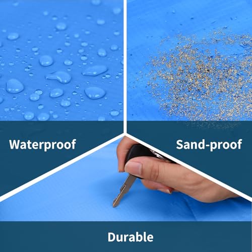 Frelaxy Pocket Picnic Blanket, Waterproof Sandproof Beach Mat, Compact Camping Tarp for Festivals, Hiking, Travel, Outdoor Recreation (Navy & Blue, 28'' x 47'') - color: Navy & Blue, size: 28'' X 47''