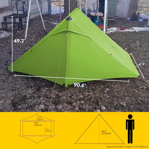 LANSHAN Ultralight Tent 3-Season Backpacking Tent for 1-Person or 2-Person Camping, Trekking, Kayaking, Climbing, Hiking - color: Pro 2-person, green