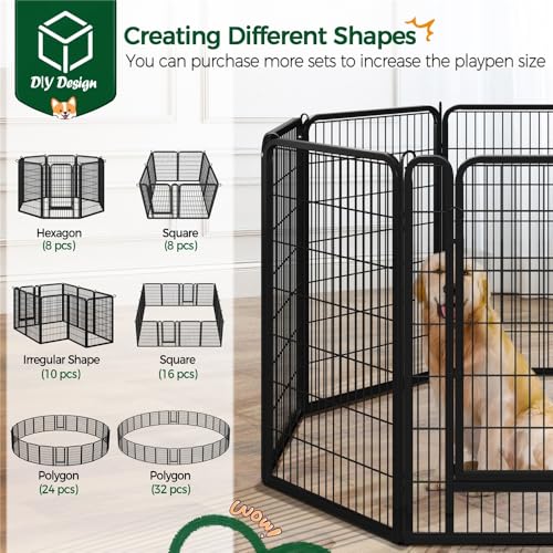 Yaheetech Dog Playpen Outdoor, 40 inch 16 Panels Dog Pen Indoor Heavy Duty Puppy Exercise Pen Metal Pet Fence for RV Camping/Yard/Garden - size: 40"