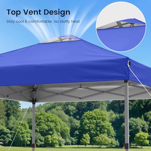 Raynesys Pop Up Canopy Tent with Sidewalls, 10x10ft 10 Person Party Tent One Push Setup, Portable Gazebo Outdoor Sun Shade for Events, Parties, Camping, Commercial, Silver Coated Top, Blue - color: Blue