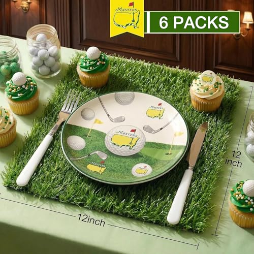 XLX TURF 6 Pack Artificial Grass Square Placemats for Golf Party Decorations - 12"x12" Fake Grass Mats for Crafts Football Table Centerpiece, Realistic Synthetic Pet Dog Turf Patch - size: 12"x12", Set of 6