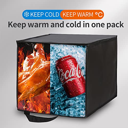 Bodaon Insulated Pizza Delivery Bag, 16" x 16" x 14" Pizza Warmer Bags for Carry Hot, Commercial Delivery Bag, Food Warmers for Parties, Pizza Pack Insulation, Pizza Carrier, Black, 1-Pack - color: Black-Red