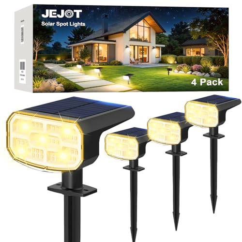 Solar Lights Outdoor Waterproof IP65, Super Bright LED, 3000K 2 Lighting Modes, Solar Powered Yard Garden Solar Spot Lights for Outside Landscape Auto On/Off -4 Pack - color: Warm-3000K, size: 4 Pack