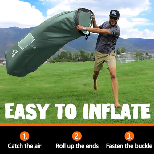 AlphaBeing Inflatable Lounger Beach Chair Accessories, Air Sofa Hammock Inflatable Couch for Camping Backyard Lakeside with Compression Sacks, Ideal Outdoor Gifts for Adults - color: MILITARY GREEN