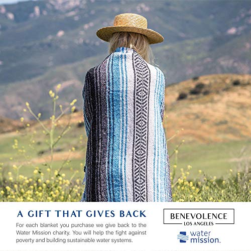 Benevolence LA Authentic Handwoven Mexican Blanket | Yoga Blankets, Outdoor, Picnic, Beach, Camping | Equestrian Saddle | Serape 50x70 inches - Sky Blue, Pack of 1 - color: Sky Blue