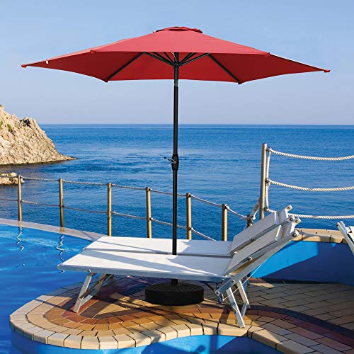 HYD-Parts 9FT Patio Umbrella Outdoor Table Umbrella,Market Umbrella with Push Button Tilt and Crank for Garden, Lawn, Deck, Backyard & Pool, No base (Red) - color: Red, size: Umbrella Only