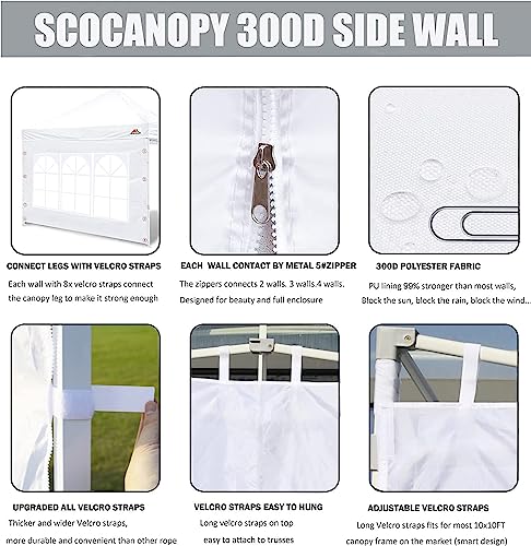 SCOCANOPY 2PCS SideWall for 10x10 Canopy Frame, Navy Blue - color: navy blue, size: 10X10