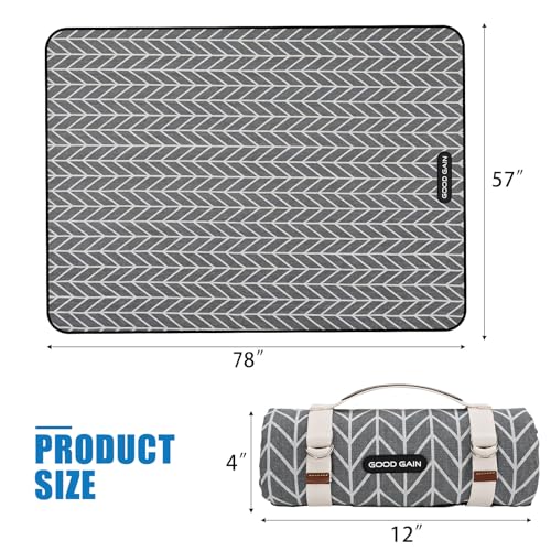 Picnic Blankets Outdoor Extra Large - Waterproof Picnic Blanket with Carry Strap | Machine Washable Picnic Mat with Sandproof Backing for Park , Grass, Camping, Hiking, Concerts (Graphite Grey) - color: Graphite