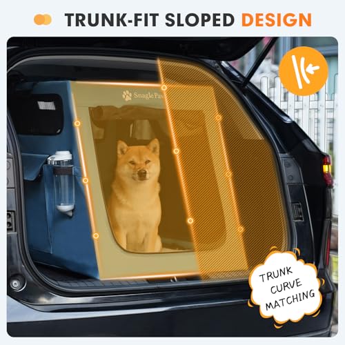 Snagle Paw Portable Dog Crate for Car Travel, Collapsible Large Dog Travel Crate with Metal Frame & 3-Door Mesh Windows, Secures in Trunk/Backseat, Soft-Sided Kennel Carrier for Medium Large Dogs-L - size: 29.1"L x 21.6"W x 24.3"H
