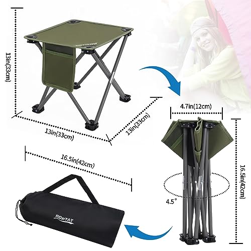 Roptat 2 Pack Camping Stool,Portable Folding Compact Lightweight Stool Seat for Camping Fishing Hiking Gardening Outdoor Walking Backpacking Travelling and Beach with Carry Bag - color: Dark Green
