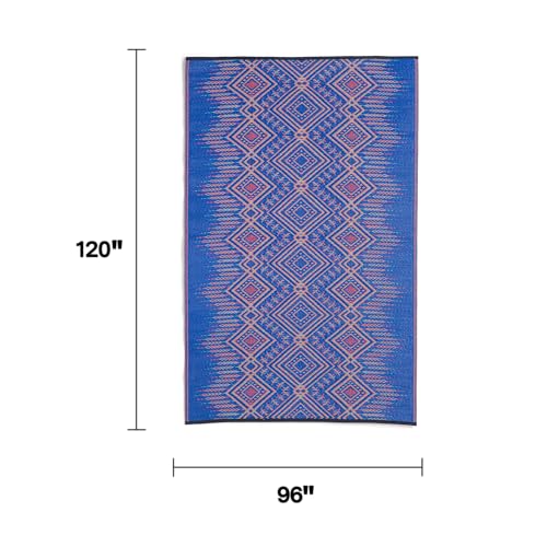 Fab Habitat Boho Southwestern Tribal Outdoor Rug - Waterproof, Crease-Free Fade Resistant, Reversible - Recycled Plastic - Patio Porch Balcony Deck Yard Garden - Jodhpur Multi Blue - 8x10 ft - color: Jodhpur - Blue, size: 8' x 10' (Rectangular)