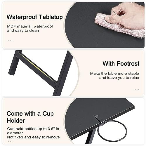 VECELO Folding TV Tray for Eating Set of 4, Portable Dinner/Snack Table with Cup Holder for Couch, Living Room and Small Space,Black - color: Black, size: 4 Pack