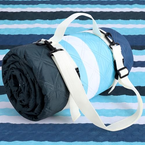 Beach Blanket Waterproof Sandproof, 80''x80''Extra Large Thick 5-Layer Big Outdoor Picnic Camping Blanket Easily Foldable Picnic Mat for Grass, Hiking, Travel, Concerts, Indoor - color: Dark Blue
