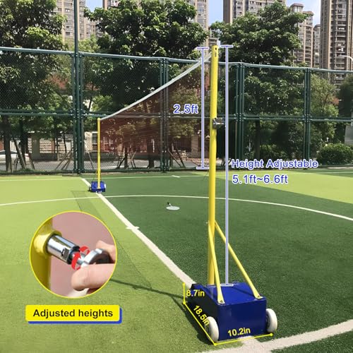 Portable Volleyball & Badminton Poles, Volleyball Poles for Backyard, 5ft-6.8ft Adjustable Height, Heavy Duty Volleyball Nets with Base for Indoor Outdoor Grass School Volleyballs Court