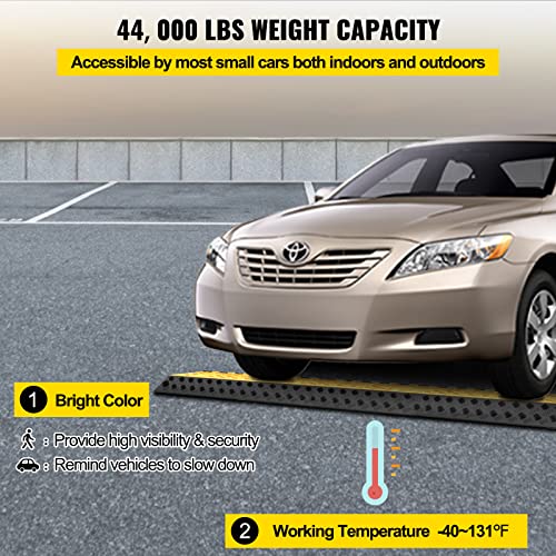 VEVOR 3-Channel Rubber Cable Protector Ramps Heavy Duty 44000Lbs Load Capacity Cable Wire Floor Cord Cover Ramp Speed Bump Driveway Hose Cable Ramp Protective Cover