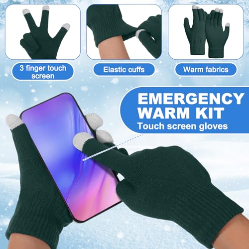400 Pcs Thermal Blankets Winter Warmth Set Bulk, Warm Socks Winter Touchscreen Gloves Beanie Hats Emergency Foil Blankets (Elegant) - color: Elegant