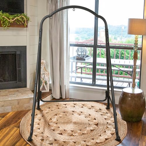 SUNCREAT Hammock Chair Stand, Heavy-Duty Steel Swing Stand, 400lbs Capacity, Multi-Use Hanging Chair Stand for Outdoor Indoor, Hammock Chair not Include, Black - color: Black-Artistic