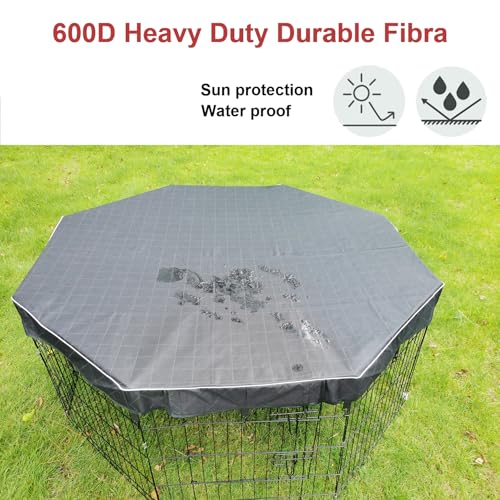 Dog Playpen Cover Sun/Rain Proof Top,Provide Shade and Security for Indoor and Outdoor,Dog Pen Cover Fits All 24 Inch 8 Panels Pet Playpen (Playpen not Include) - color: 24 inch 8 panel cover black