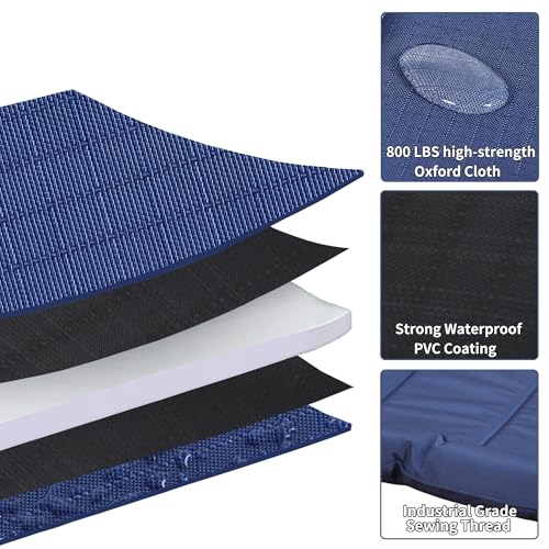 Durable Outdoor Dog Bed with Pillow Around Curling Sleep Fully Waterproof Indoor Cat Bed Crate Mat Stable Kennel Pad, for Pets (Blue, Medium(30x21in)) - color: Blue, size: Medium(30x21in)