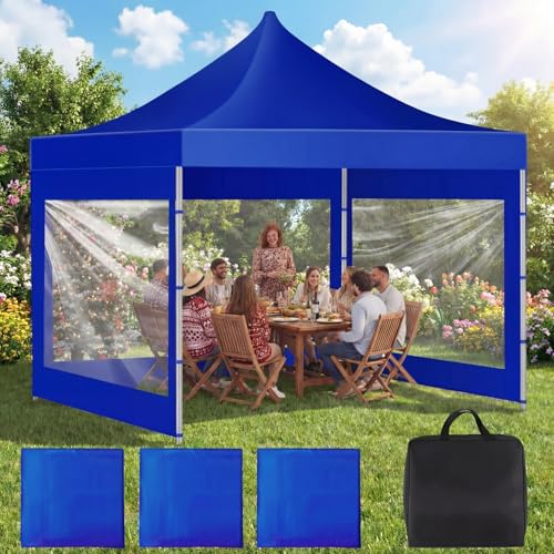 SmoothNovelty 3 Pcs Clear Canopy Sidewalls with Black Storage Bag Window Sidewall for 10 x 10 Inch Tent Waterproof Shade Wall, Sunwalls Only, Canopy Tent Not Included, No Zipper(Blue) - color: Blue