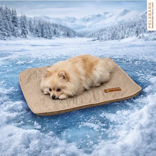 Pelsbarn Dog Cooling Mat- Ice Silk Summer Comfort, Self Cooling, Non-Slip Dog Pad, Durable & Washable, Mat for Extra Small Dogs 15 x 19, Support Shelter Dogs with Every Purchase (Beige) - color: Light Beige, size: Extra Small