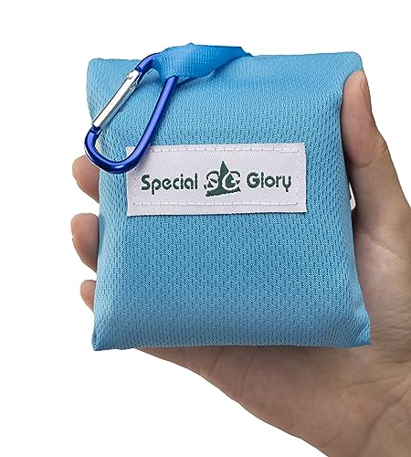 Meafteryou Outdoor Pocket Blanket,Sand-Free Fast Dry Waterproof for Beach,Travel,Hiking,Camping with 4 Built-in Ground Stakes (Blue,43x63 Inch) - color: Blue, size: 43 X 63 in