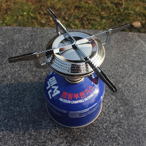 Windproof Camping Gas Stove Portable Foldable Backpack Electronic Stove Head Outdoor Cooking Picnic HikingMountaineering Camping, 110*100*40mm, Stainless Steel