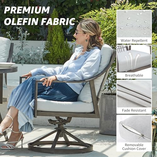 NATURAL EXPRESSIONS 7 Piece Patio Dining Table Outdoor Furniture Set for 6, 4Pcs Fixed and 2Pcs Swivel Patio Dining Chairs with Olefin Cushions, 65”Large Dining Table with Umbrella Hole - size: 7pcs Dining Sets