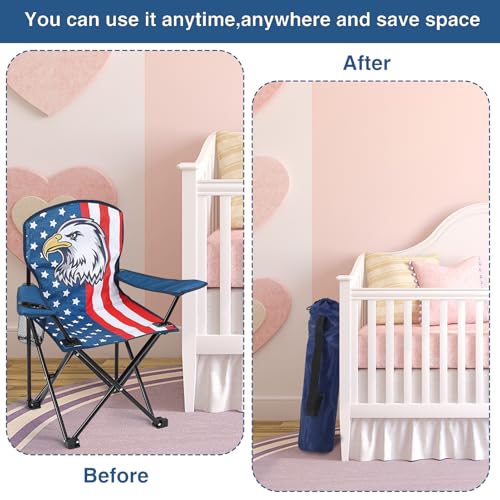 KABOER Kids Outdoor Folding Lawn and Camping Chair with Cup Holder and Carrying Bag, Children's Camping Chairs - color: National Flag
