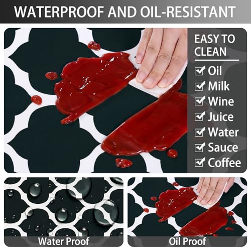 Fitted Picnic Table Cover with Chair Covers Elastic Water Resistant Camping Tablecloth for 6 Foot Rectangle Tables Garden Patio Outdoor Organization Road Trip Hiking Motorhome Essential Gift - color: Black Moroccan, size: 72" x 30" (Rectangular)