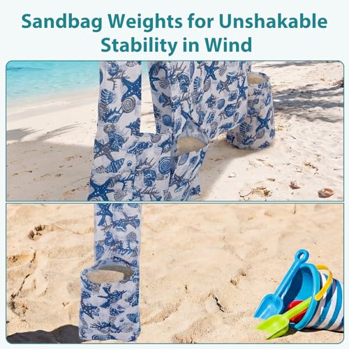 OLIXIS 6'×6' Beach Cabana Tent Sun Shelter – UPF 50+ Easy Setup Cool Canopy Tent Sun Shade with Side Wall, Wind Resistant Beach Cabana for Whole Family - color: Starfish Shell, size: 6ft x 6ft