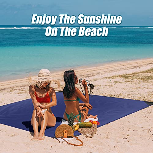 Odoland Pocket Blanket Picnic Blanket, 71" x 63" SandProof Waterproof Outdoor Beach Blanket with Portable Bag, Foldable Lightweight Sand Free Quick Drying Beach Mat for Hiking Camping Travel, Blue - color: Blue, size: 63" x 71"(2-4 People)