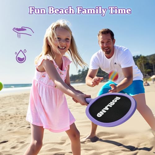 Racquet Paddle Bouncy Ball Play Set for Kids Adults Family Activities Rackets, Indoor Outdoor Play Games,Children’s Pool Beach Sport Toys(with 4 Balls) - color: 3