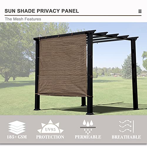 Sun Shade Privacy Panel with Grommets on 4 Sides for Patio, Awning, Window Cover, Pergola or Gazebo (Mocha Brown, 8' x 5') - color: Mocha Brown, size: 8' x 5'