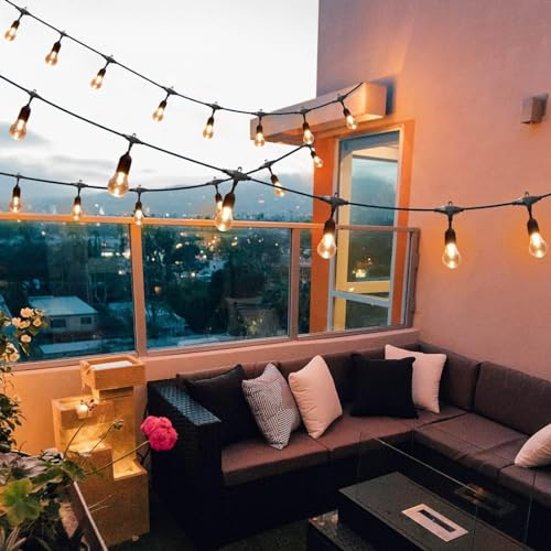 144FT Outdoor String Lights with 45 RGB Color Changing E26 Bulbs - Dimmable Shatterproof Edison Patio Lights for Backyard,Solar Commercial LED Lighting with Remote Control. - size: A55 144FT
